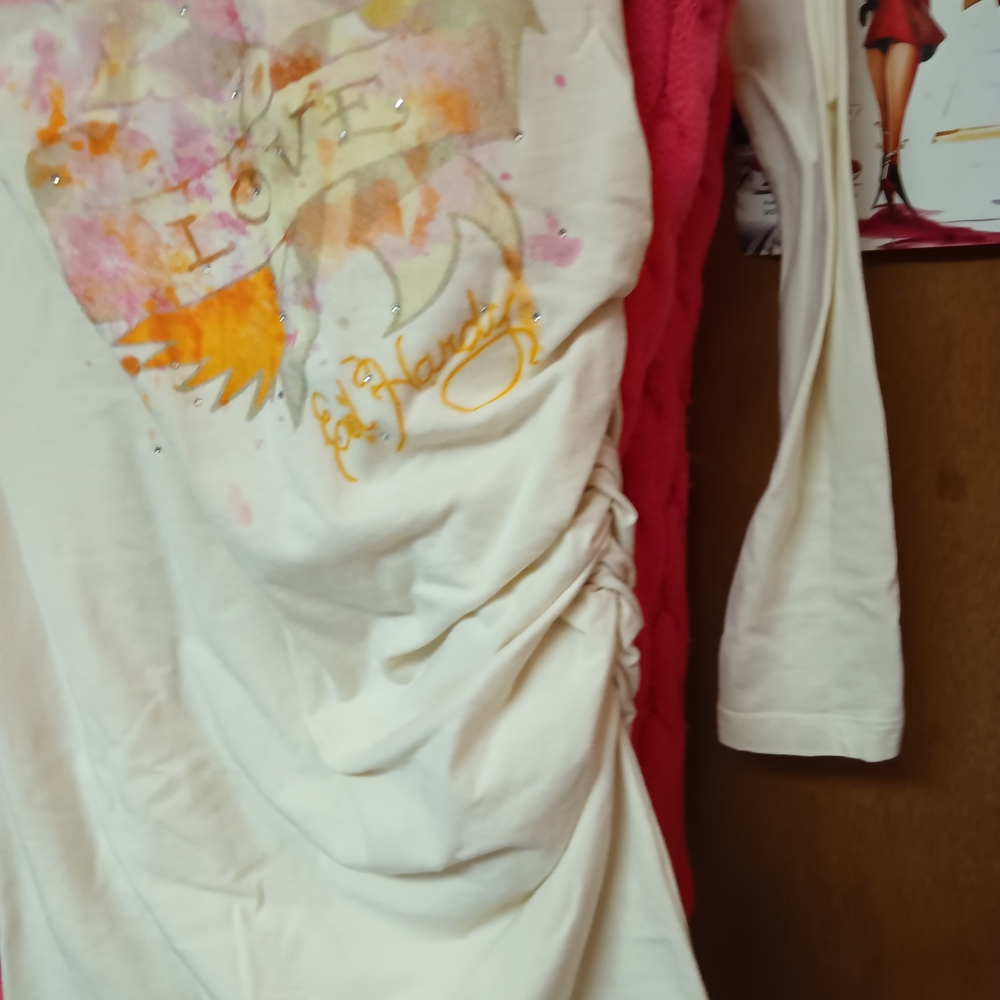 Ed Hardy Cream Long Sleeve Women's Top - Picture 5 of 7